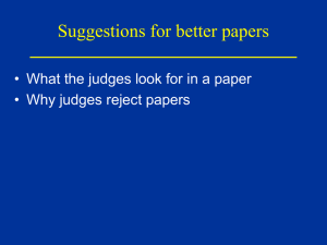 Suggestions for better papers • Why judges reject papers