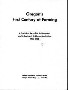 Oregon's First Century of Farming and Adjustments in Oregon Agriculture