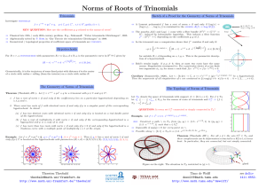 Norms of Roots of Trinomials Trinomials