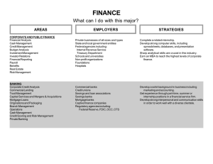 FINANCE What can I do with this major? STRATEGIES AREAS