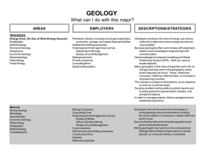 GEOLOGY What can I do with this major? DESCRIPTIONS/STRATEGIES AREAS