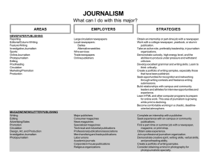 JOURNALISM What can I do with this major? STRATEGIES AREAS