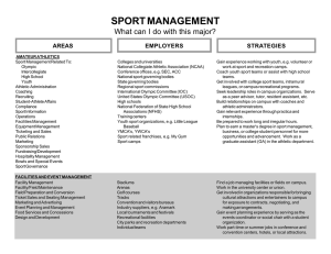 SPORT MANAGEMENT What can I do with this major? STRATEGIES AREAS