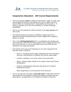 Cooperative Education:  199 Course Requirements