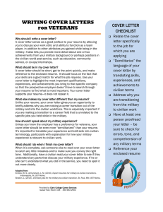 WRITING COVER LETTERS VETERANS COVER LETTER CHECKLIST