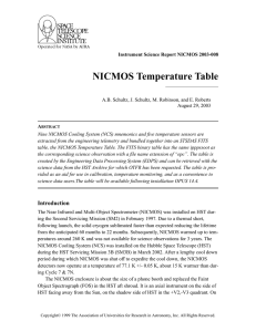 NICMOS Temperature Table