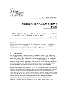 Summary of NICMOS SMOV4 Plans