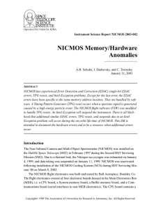 NICMOS Memory/Hardware Anomalies