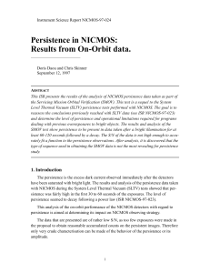 Persistence in NICMOS: Results from On-Orbit data.