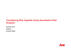 Considering Risk Appetite Using Quantitative Risk Analysis 29 May 2012 Sydney