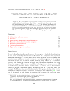 TENSOR-TRIANGULATED CATEGORIES AND DUALITIES BAPTISTE CALM` ES AND JENS HORNBOSTEL