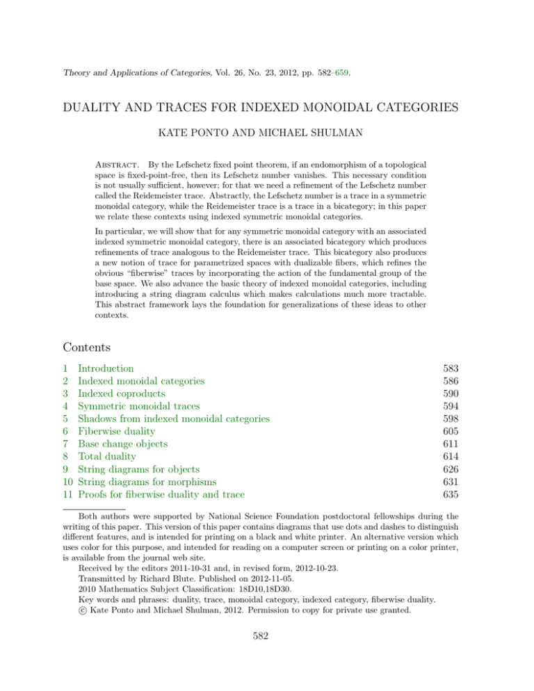 DUALITY AND TRACES FOR INDEXED MONOIDAL CATEGORIES