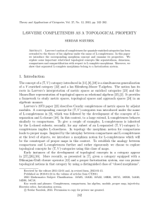 LAWVERE COMPLETENESS AS A TOPOLOGICAL PROPERTY SERDAR SOZUBEK