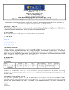 CNSL5361 INTERNSHIP IN COUNSELING Fall 2014 Hawaii Campus