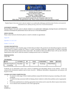 CNSL5362 ADVANCED INTERNSHIP IN COUNSELING Fall 2014 Hawaii Campus