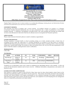 CNSL5361 INTERNSHIP IN COUNSELING WINTER 2014 Hawaii Campus