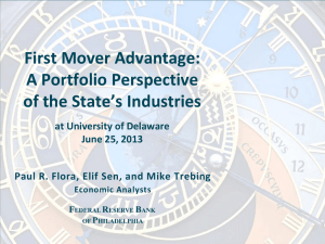 First Mover Advantage: A Portfolio Perspective of the State’s Industries