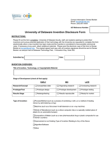 University of Delaware Invention Disclosure Form  INSTRUCTIONS:
