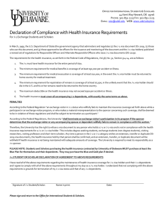 Declaration of Compliance with Health Insurance Requirements