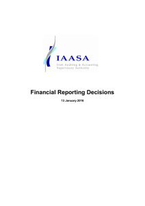 Financial Reporting Decisions 13 January 2016