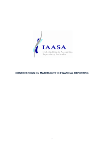 OBSERVATIONS ON MATERIALITY IN FINANCIAL REPORTING 1