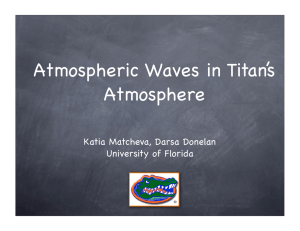 Atmospheric Waves in Titan’s Atmosphere Katia Matcheva, Darsa Donelan University of Florida