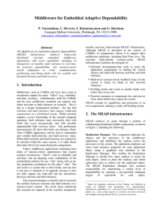 Middleware for Embedded Adaptive Dependability Carnegie Mellon University, Pittsburgh, PA 15213-3890.