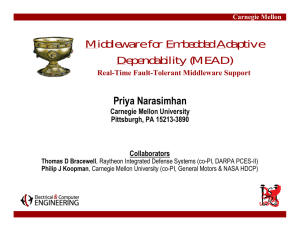 Middleware for Embedded Adaptive Dependability (MEAD) Priya Narasimhan Real-Time Fault-Tolerant Middleware Support