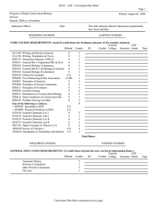SUNY - ESF - Curriculum Plan Sheet Page 1
