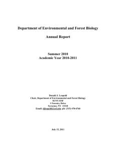 Department of Environmental and Forest Biology Annual Report Summer 2010