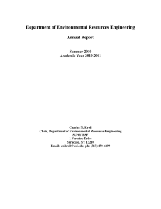 Department of Environmental Resources Engineering Annual Report Summer 2010
