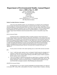Department of Environmental Studies June 1, 2008 to May 31, 2009
