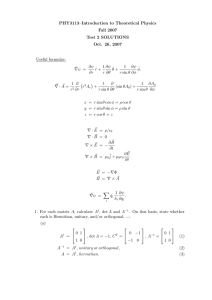 PHY3113–Introduction to Theoretical Physics Fall 2007 Test 2 SOLUTIONS Oct. 26, 2007