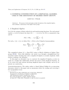 A COTRIPLE CONSTRUCTION OF A SIMPLICIAL ALGEBRA JASON K.C. POLAK