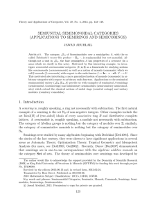 SEMIUNITAL SEMIMONOIDAL CATEGORIES (APPLICATIONS TO SEMIRINGS AND SEMICORINGS) JAWAD ABUHLAIL