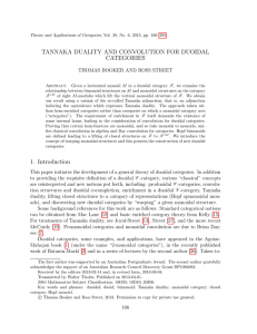 TANNAKA DUALITY AND CONVOLUTION FOR DUOIDAL CATEGORIES THOMAS BOOKER AND ROSS STREET