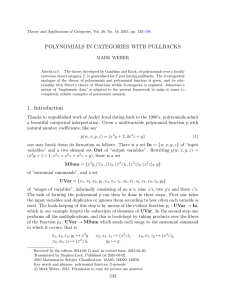 POLYNOMIALS IN CATEGORIES WITH PULLBACKS MARK WEBER