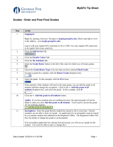 MyGFU Tip Sheet  Grades - Enter and Post Final Grades