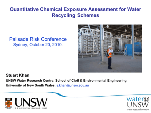 Quantitative Chemical Exposure Assessment for Water Recycling Schemes Palisade Risk Conference