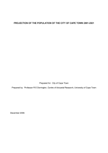 PROJECTION OF THE POPULATION OF THE CITY OF CAPE TOWN 2001-2021