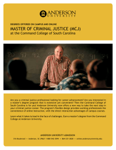 MASTEr of CriMinAL JUSTiCE (MCJ)