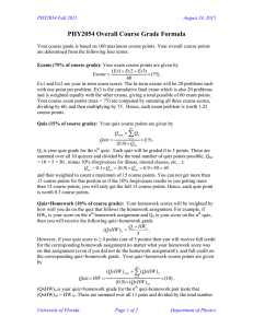 PHY2054 Overall Course Grade Formula