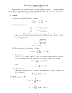 Formulas to Memorize for Exam 1 revised October 3, 2011