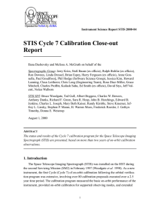 STIS Cycle 7 Calibration Close-out Report