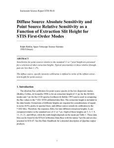 Diffuse Source Absolute Sensitivity and Point Source Relative Sensitivity as a