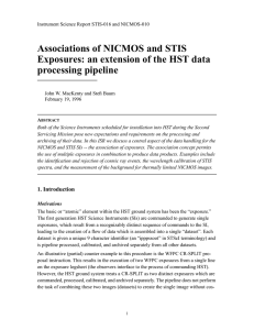 Associations of NICMOS and STIS processing pipeline