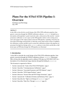 Plans For the STScI STIS Pipeline I: Overview