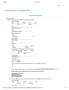 Annual Survey of Colleges 2016 Hope College (MI) 4428