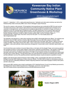 Title text here Keweenaw Bay Indian Community Native Plant Greenhouse &amp; Workshop