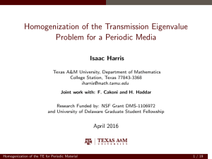 Homogenization of the Transmission Eigenvalue Problem for a Periodic Media Isaac Harris